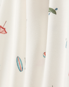 Baby Girl Camp Print 2-Way Zip PurelySoft Convertible Foot Sleep & Play Pajamas - Ivory, image 5 of 7 slides