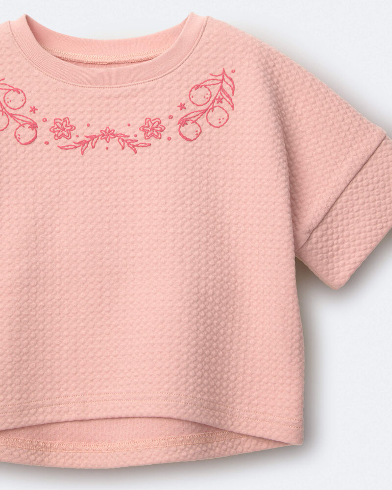 Toddler Girl High-Low Bubble Dolman Tee - Light Pink, image 5 of 5 slides