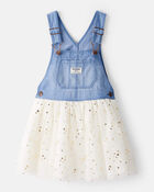 Toddler Girl Chambray Tulle Skirtall - Blue/Cream, image 1 of 4 slides