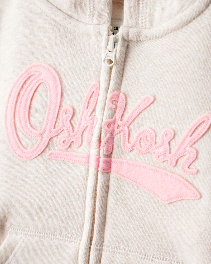 Baby Girl 2-Piece DayDream Fleece Fleece Hooded Zip-Up Jacket & Joggers Set - Cream, Pink, image 4 of 7 slides