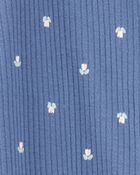 Baby Girl Mini Floral 2-Way Zip Ribbed Sleep & Play Pajamas - Blue, image 2 of 3 slides