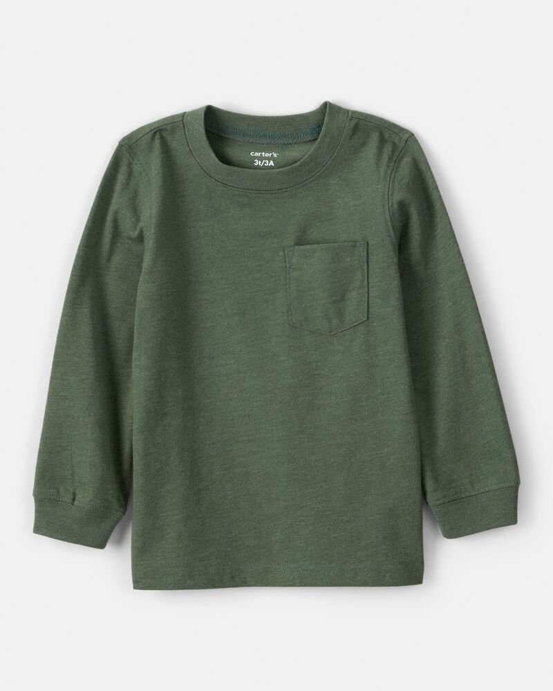 Baby Boy Long-Sleeve Pocket Tee - Dark Green, image 1 of 3 slides