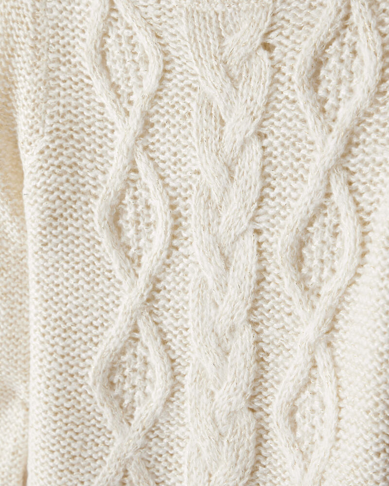 Toddler Girl Metallic Cable Knit Long-Sleeve Sweater - Ivory, image 2 of 4 slides