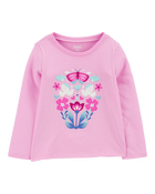 Toddler Girl Butterfly-Print  Long-Sleeve Graphic Tee - Pink, image 1 of 3 slides