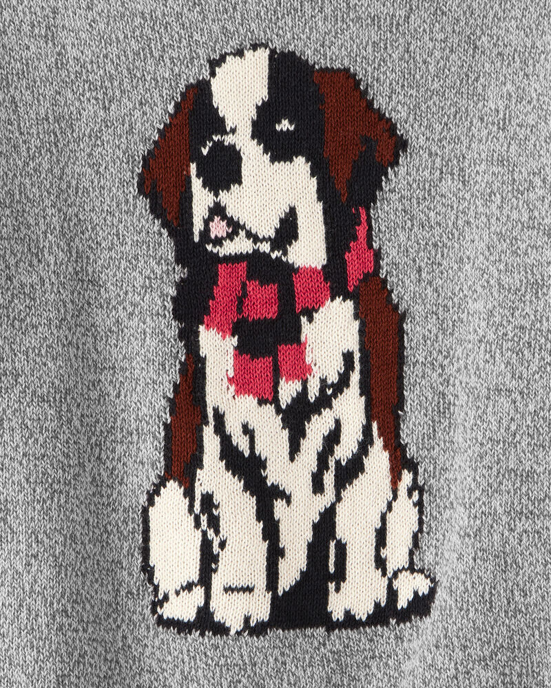 Toddler Boy Dog Sweater - Grey, image 2 of 3 slides