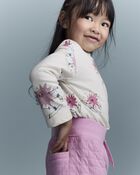 Toddler Girl Skiing Abstract Long-Sleeve Relaxed Graphic Tee - Cream, image 5 of 6 slides