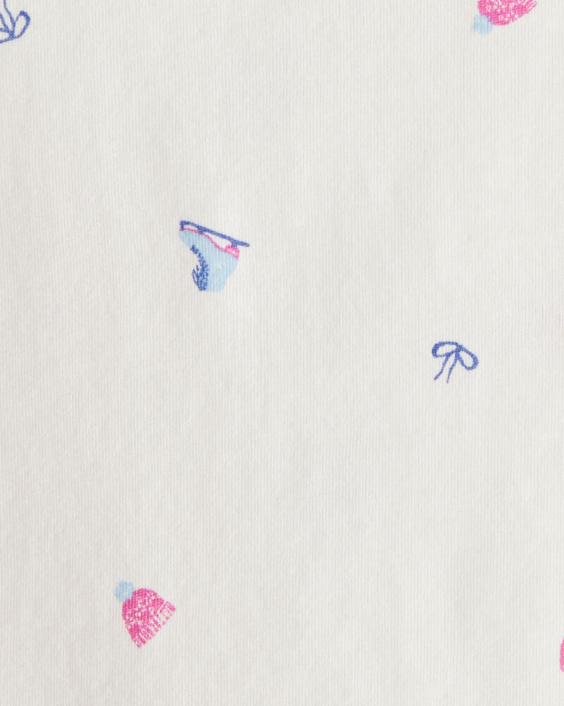 Toddler Girl 2-Piece Winter Print Top & Stretch Rib Leggings Set - Cream/Purple, image 3 of 6 slides