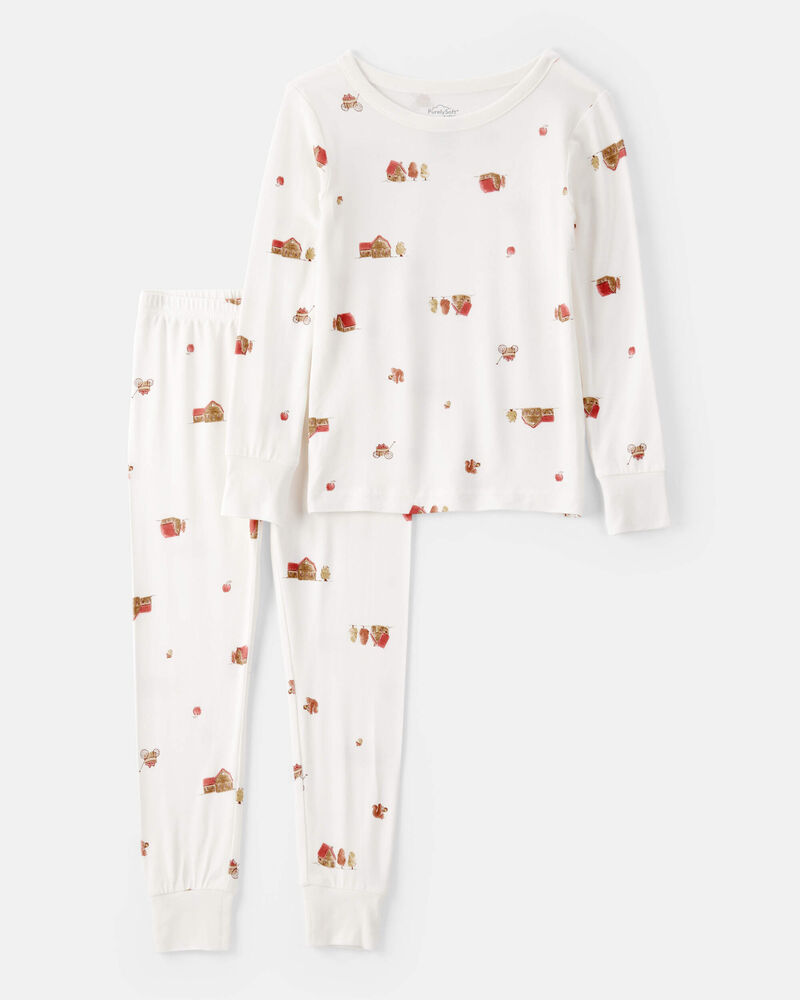 Toddler Barn Print PurelySoft 2-Piece Pajamas - Ivory, image 1 of 5 slides