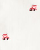 Baby Boy Train Print Button-Down Fashion Bodysuit - White, image 2 of 3 slides