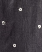 Baby Girl Floral Motif Chambray Long-Sleeve Dress - Grey, image 4 of 6 slides