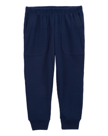 Toddler Boy Solid Loose Fit Waffle Knit 2-Piece Pajamas - Navy, 