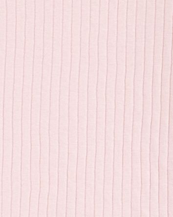 Kid Solid Ribbed Cotton Blend 2-Piece Pajamas - Pink, 