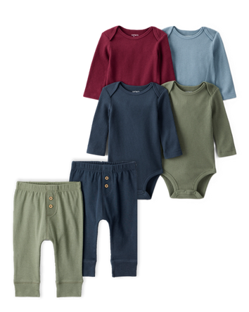 Baby Boy 6-Piece Multipack Bodysuits & Cotton Joggers Set - Multi, 