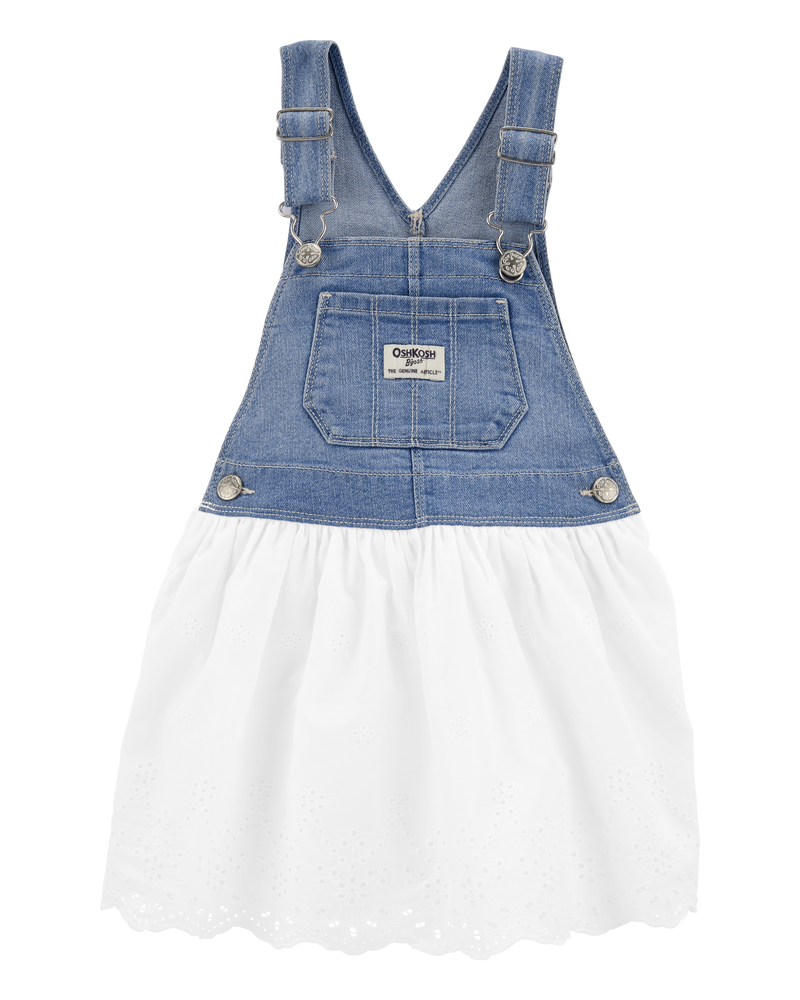 Toddler Denim Eyelet Jumper Dress, image 1 of 4 slides