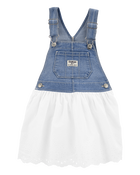 Toddler Denim Eyelet Jumper Dress, image 1 of 4 slides