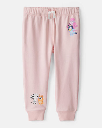 Baby Girl Bluey French Terry Drawstring Joggers - Pink, 