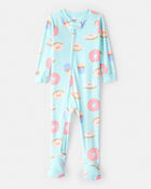Baby Girl Donuts DreamPlush Long-Sleeve Snug Fit 1-Piece Pajamas - Blue, image 1 of 4 slides