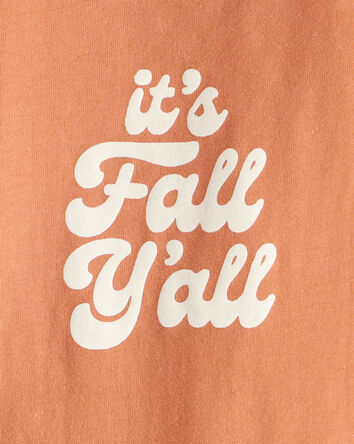 Baby Its Fall Y'all Cotton Long-Sleeve Graphic Bodysuit - Orange, 