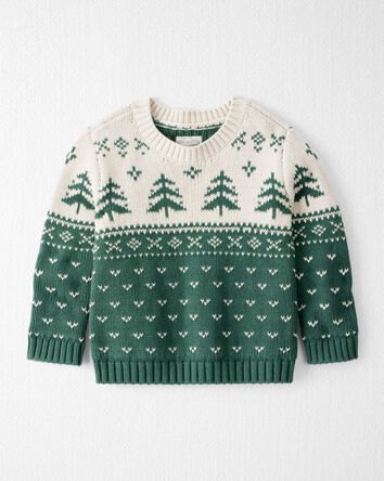 Toddler Organic Cotton Evergreen Fair Isle Sweater , 