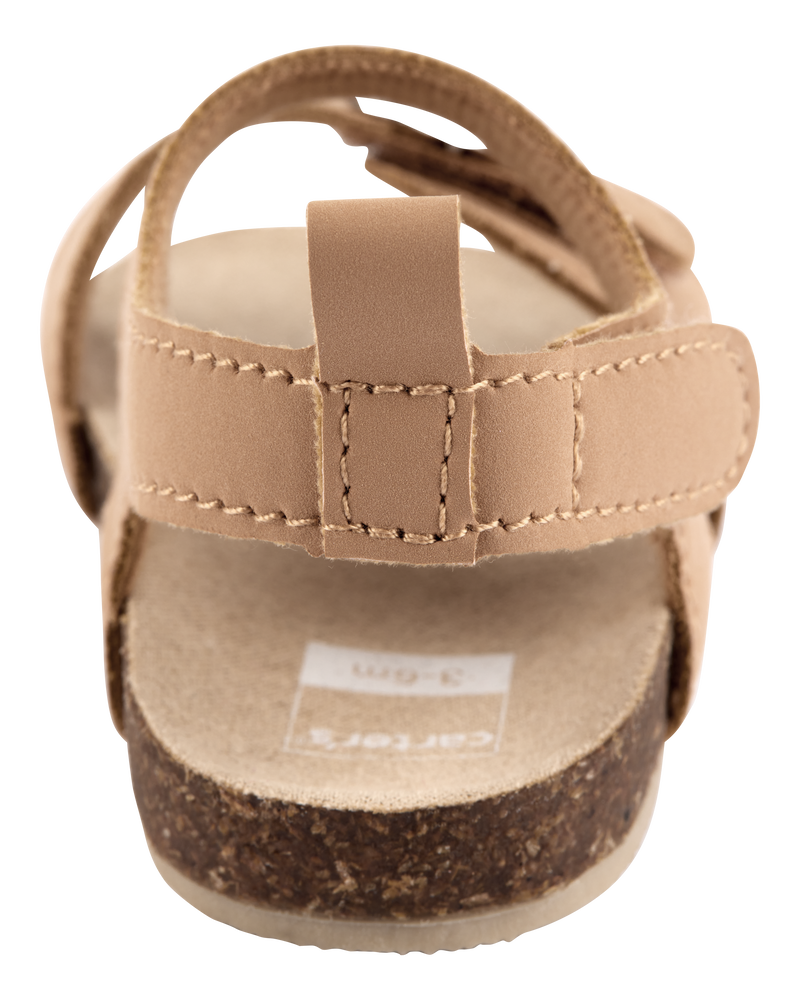 Baby Floral Buckle Faux Cork Sandals - Brown, image 3 of 6 slides