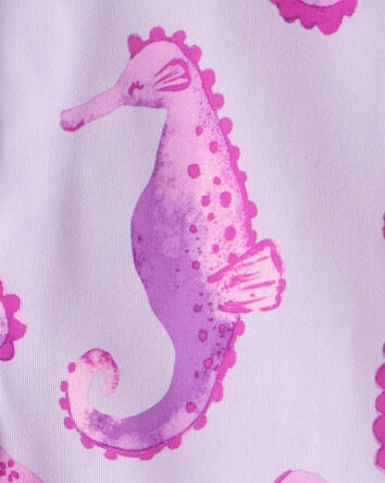 Toddler Girl 2-Piece Seahorse Loose Fit Coat-Style Pajamas - Purple, 