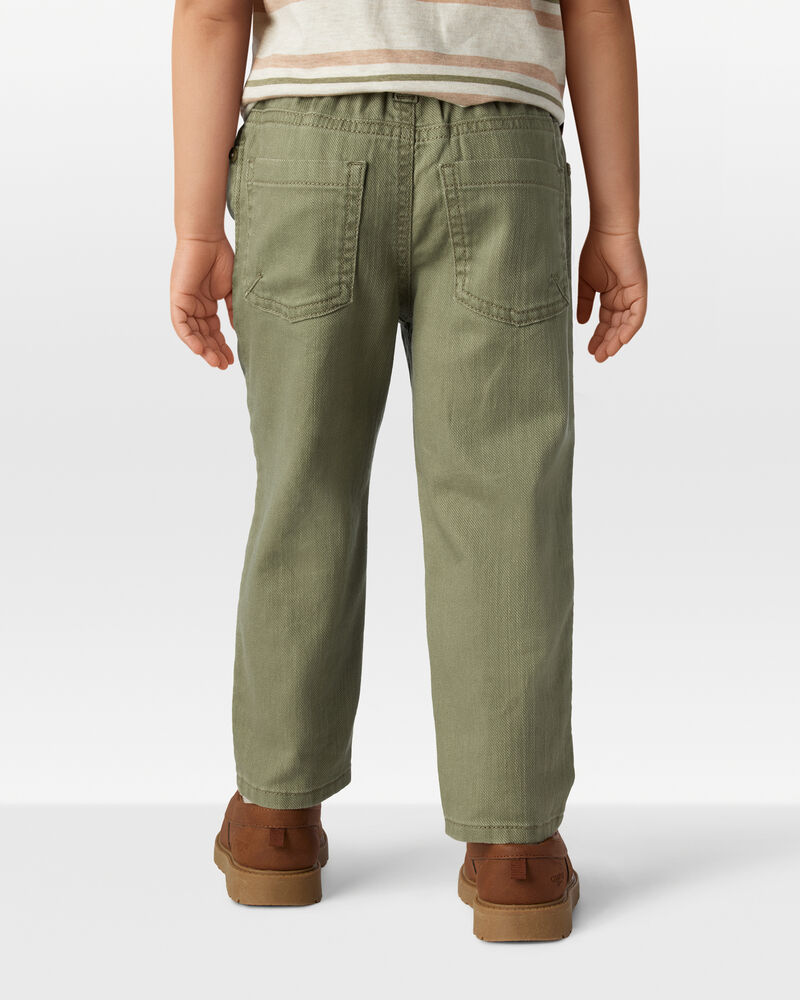 Toddler Boy  Tapered 100% Cotton Twill Pants - Green, image 4 of 6 slides