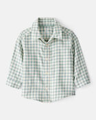 Baby Boy Checkered Print Bodysuit Overall Set - Blue/Green, image 3 of 6 slides