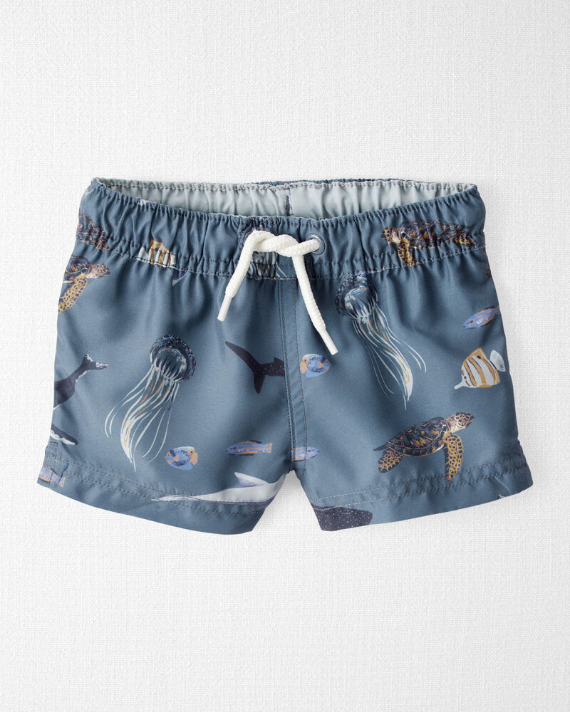 Baby Boy Recycled Ocean-Print Swim Trunks, image 1 of 4 slides
