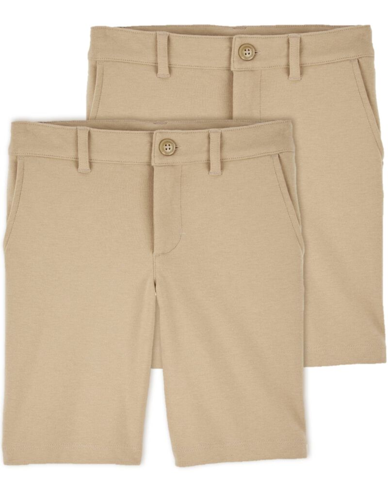 Kid 2-Pack Ponte Knit Uniform Shorts, image 1 of 4 slides