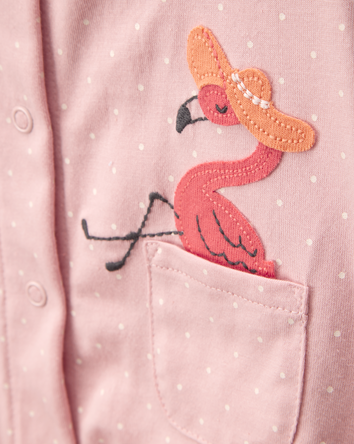 Baby Girl Pink Flamingo 1-Piece Romper, 