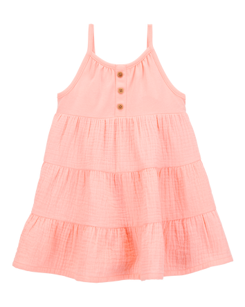 Baby Textured Gauze Button-Front Dress - Pink, 