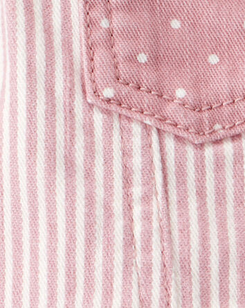 Baby Girl Vintage Inspired Hickory Denim Jacket -  Pink, 