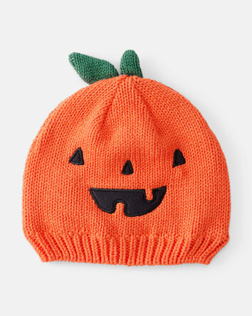Baby Jack-O-Lantern Halloween Pumpkin Crochet Cap - Orange, 