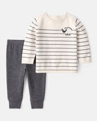Baby Boy Sheep Long-Sleeve Tee & Pant Set - White/Grey, image 1 of 4 slides