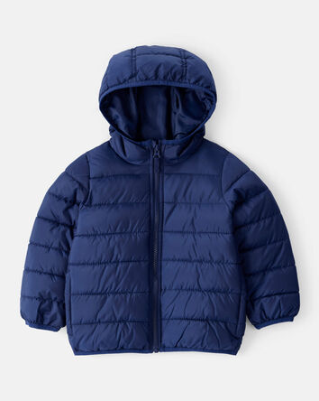Toddler Packable Hooded Puffer Jacket - Navy Blue, 