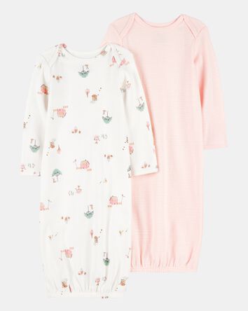 Baby 2-Pack Sleeper Gowns - Pink, 