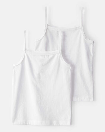 Girls 2-Pack Cami Tank Tops - White, 