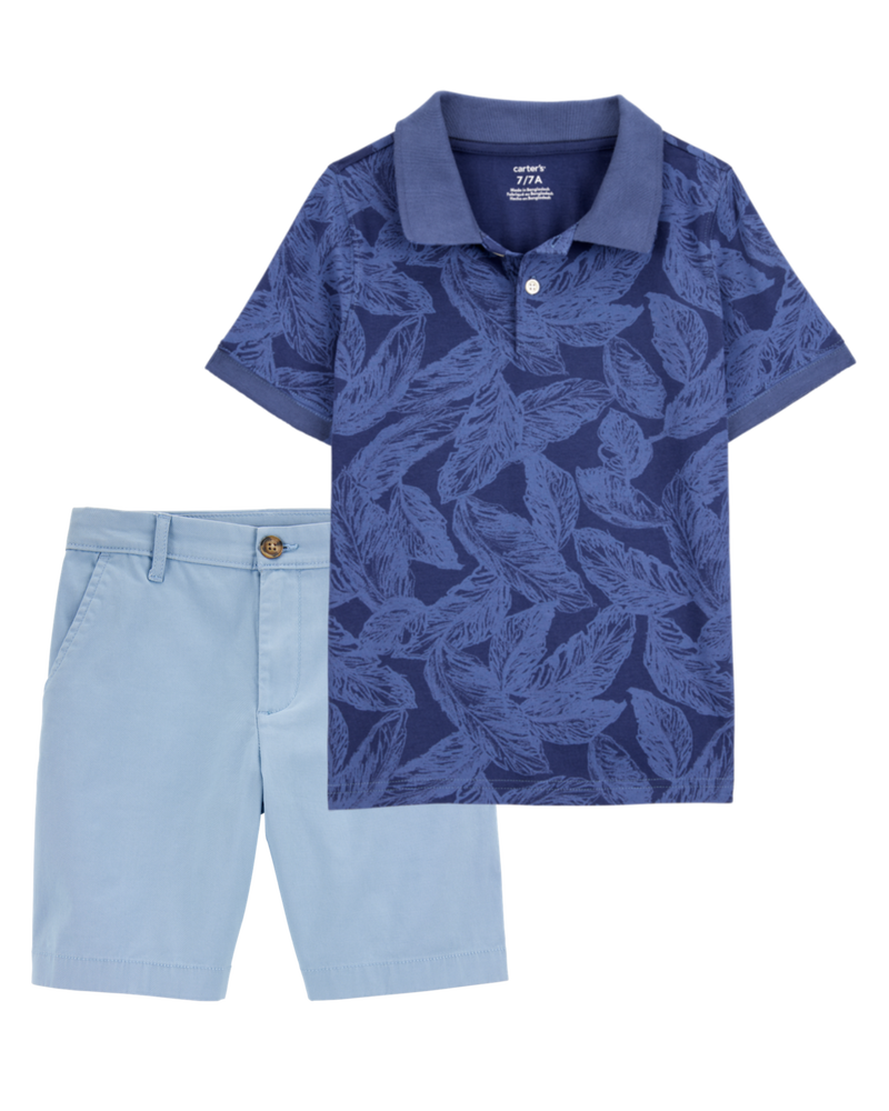 Kid 2-Piece Polo & Chino Shorts Outfit Set, image 1 of 6 slides