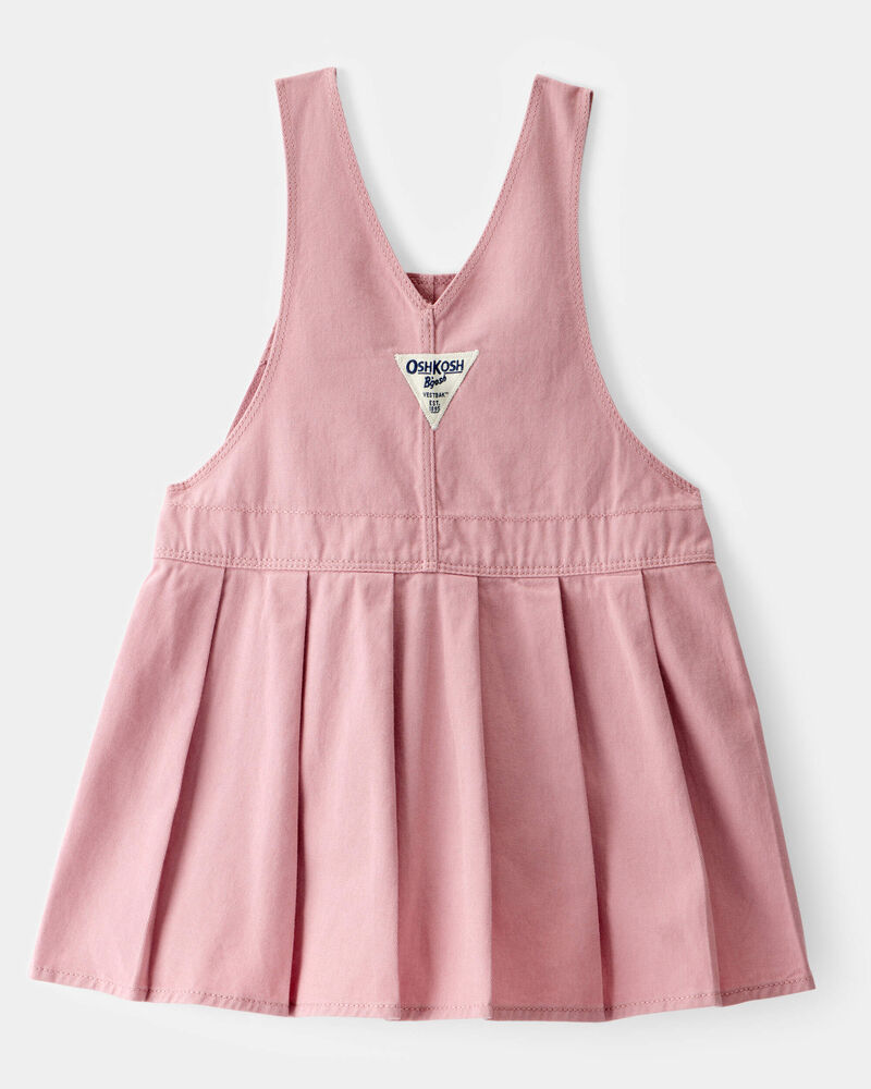 Toddler Girl Pleated 100% Cotton Jumper Dress - Pink, image 2 of 4 slides
