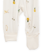 Baby Girl Tropical Print 2-Way Zip PurelySoft Convertible Foot Sleep & Play Pajamas - Ivory, image 3 of 7 slides