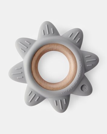 Baby Little Planet Silicone &  Wood Teether - Grey, 
