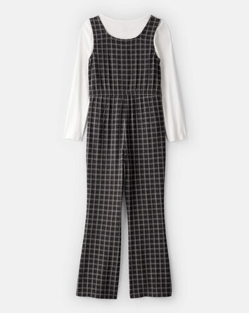 Girls 2-Piece Plaid Long-Sleeve Jumpsuit , 