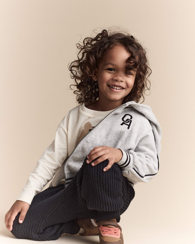 Toddler Boy Zip-Up Hoodie - Heather Grey, image 6 of 7 slides