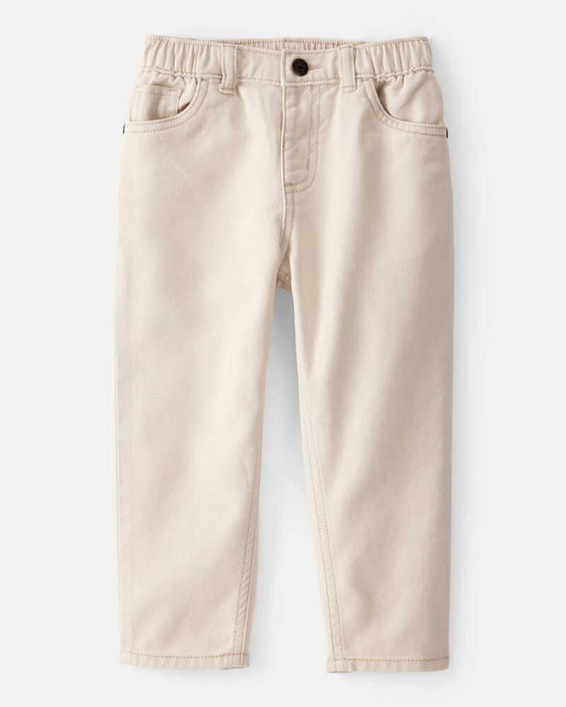Toddler Boy  Tapered Twill Pants - Cream, image 1 of 6 slides