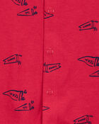 Baby Boy Printed Short-Sleeve Romper - Red, image 2 of 3 slides