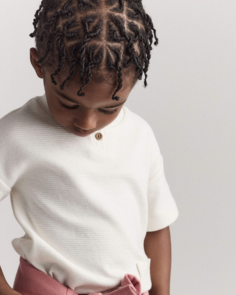 Toddler Boy Henley Tee with Pocket - Cream, image 5 of 7 slides