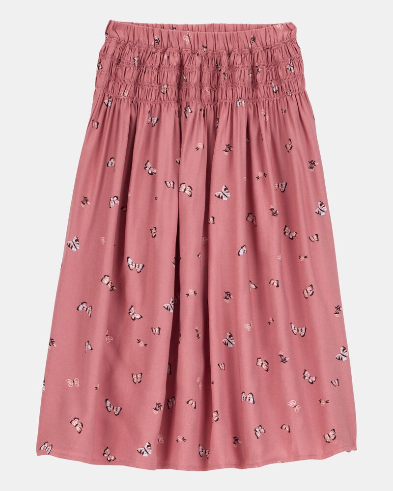 Kid 2-Piece Pointelle Tee & Butterfly Maxi Skirt Set - Pink, image 5 of 5 slides