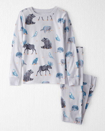 Kid Organic Cotton Pajamas in Midnight Forest Print, 