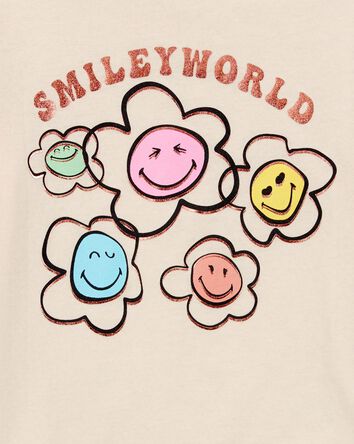 Kid Smiley World Long-Sleeve Graphic Tee - Cream, 