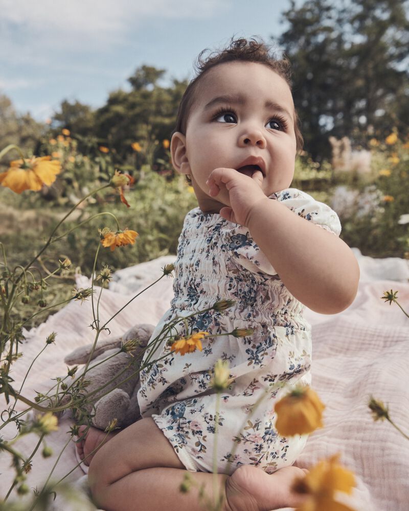 Baby Girl Floral-Print Linen Bubble Made with Organic Cotton, image 4 of 5 slides